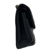 Classic Double Flap Small Blue Shoulder Bag in Caviar Leather, Gold hardware