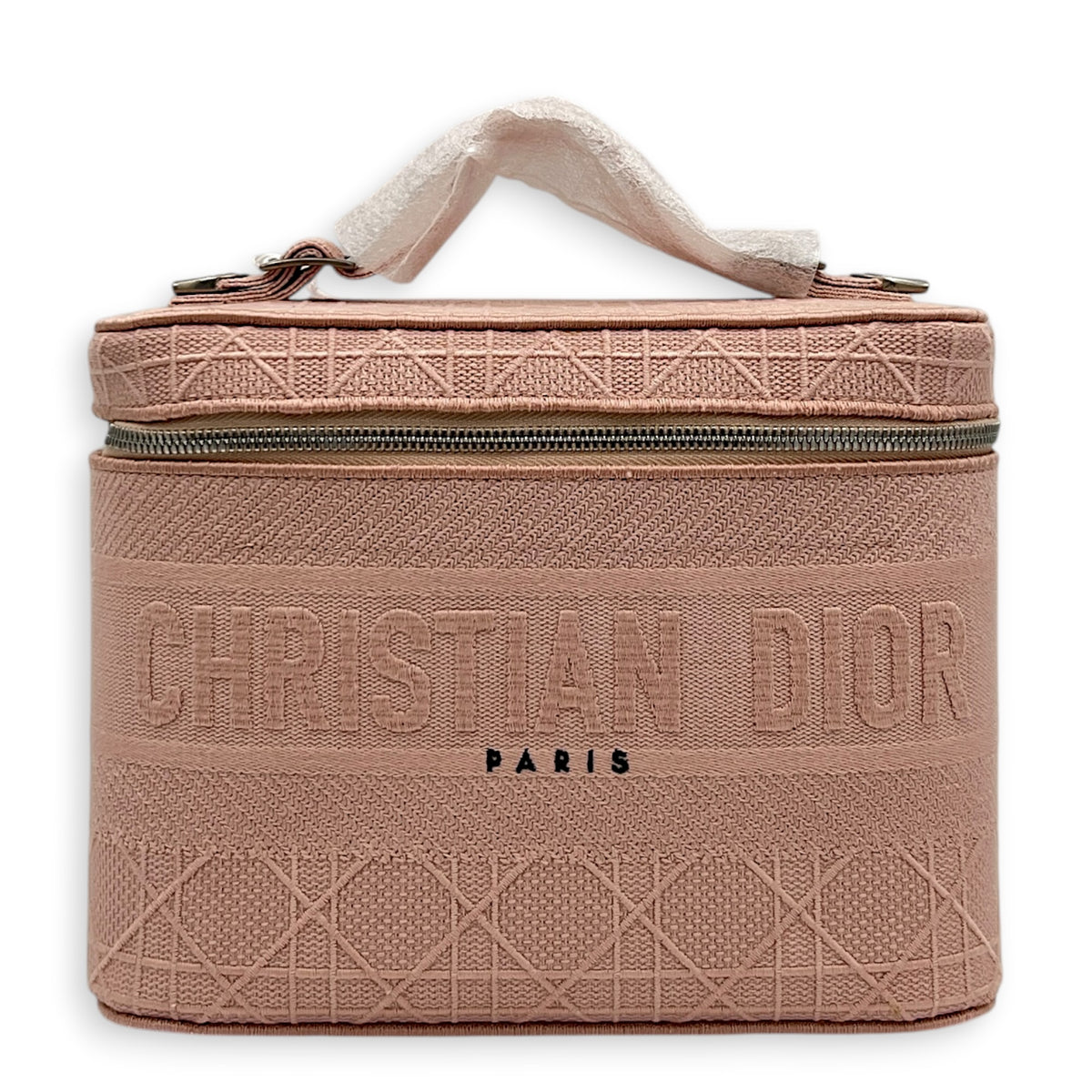 Diortravel Pink Vanity Bag in Canvas, Silver hardware