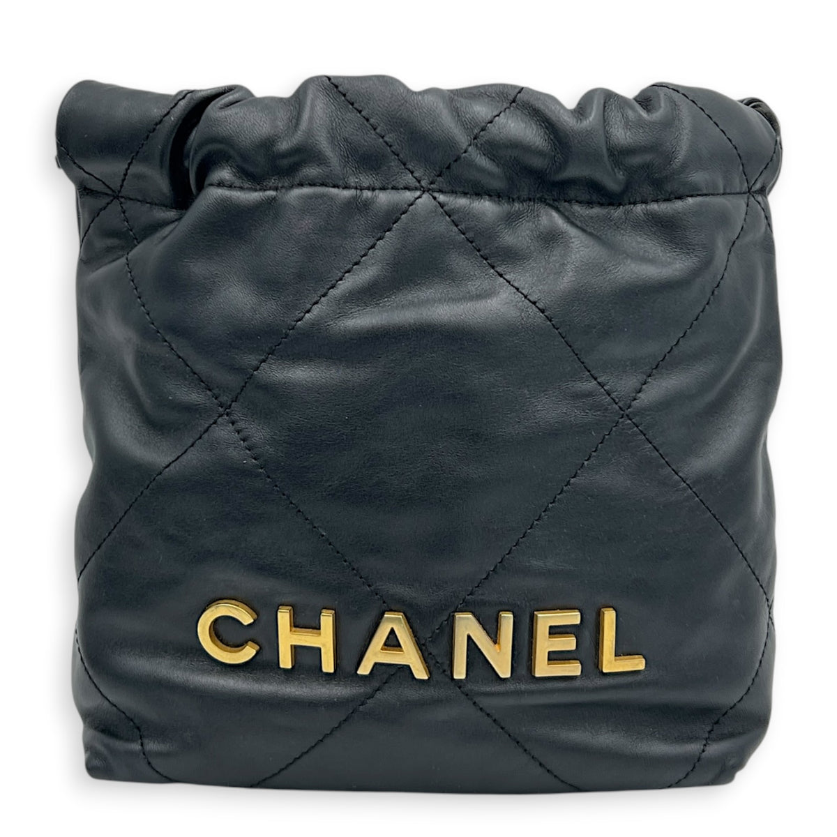 22 Tote Shoulder Bag Mini Black in Calfskin, Gold hardware