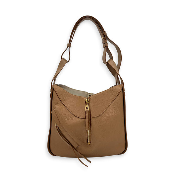 Hammock Shoulder Bag Brown, Gold hardware