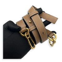 Puzzle Small Beige Top Handle Bag in Calfskin, Gold hardware