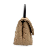 Coco Top Handle Bag Dark Beige in Caviar Leather, Gold hardware