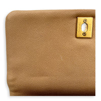 Coco Top Handle Bag Dark Beige in Caviar Leather, Gold hardware