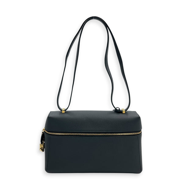 L27 Shoulder Bag Blue in Calfskin, Gold hardware