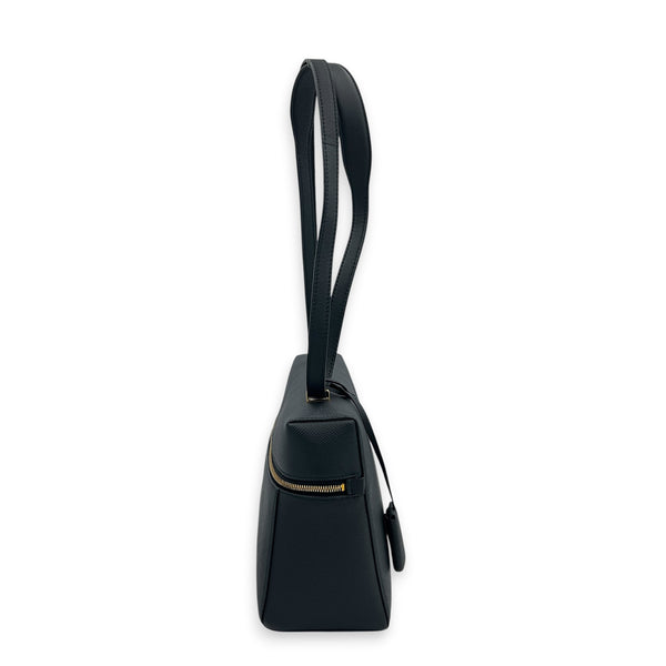 L27 Shoulder Bag Blue in Calfskin, Gold hardware