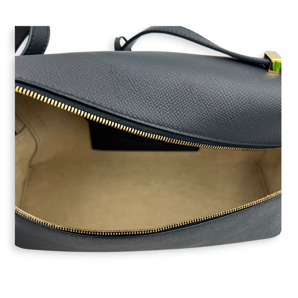 L27 Shoulder Bag Blue in Calfskin, Gold hardware