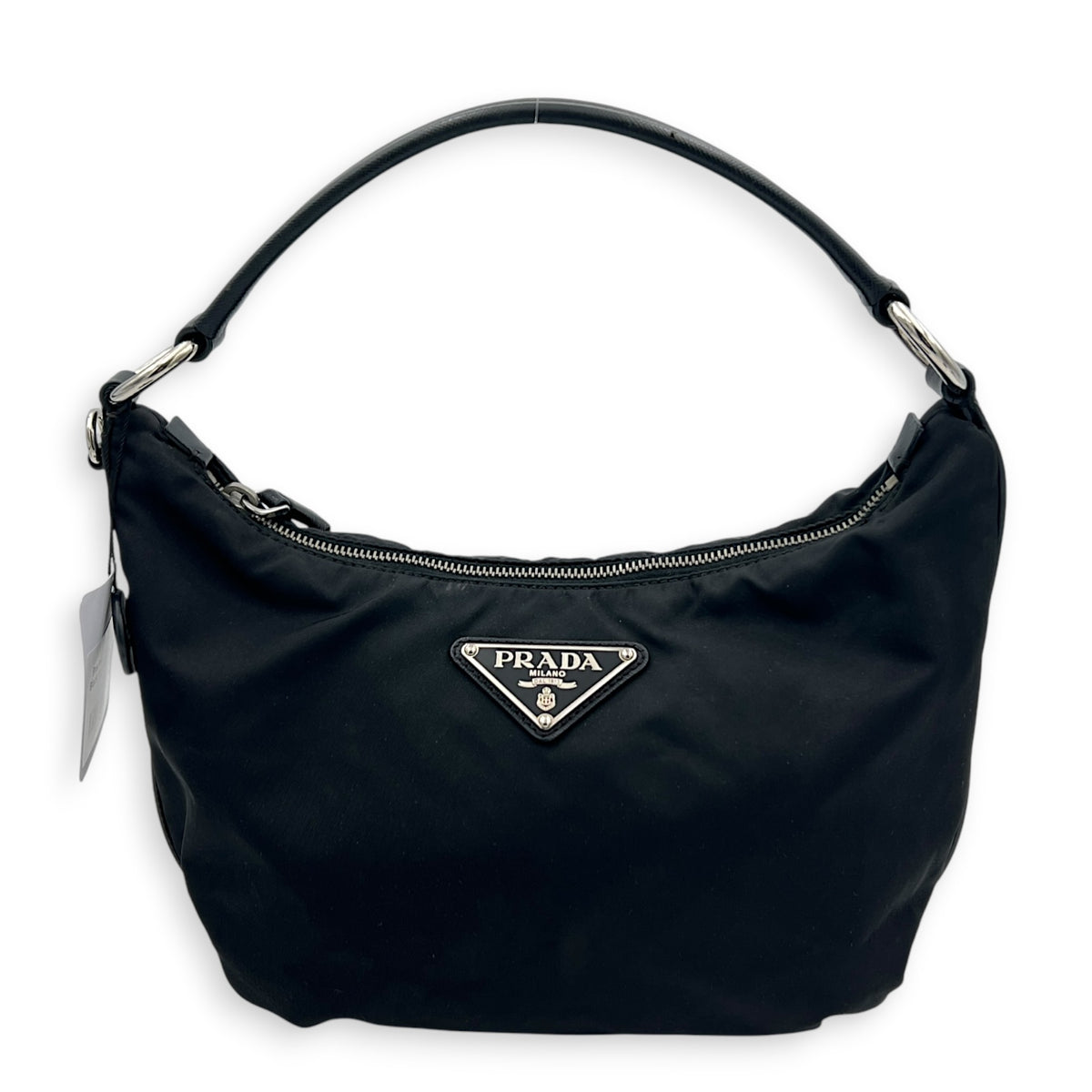 Logo Shoulder Bag Black in Nylon, Silver hardware