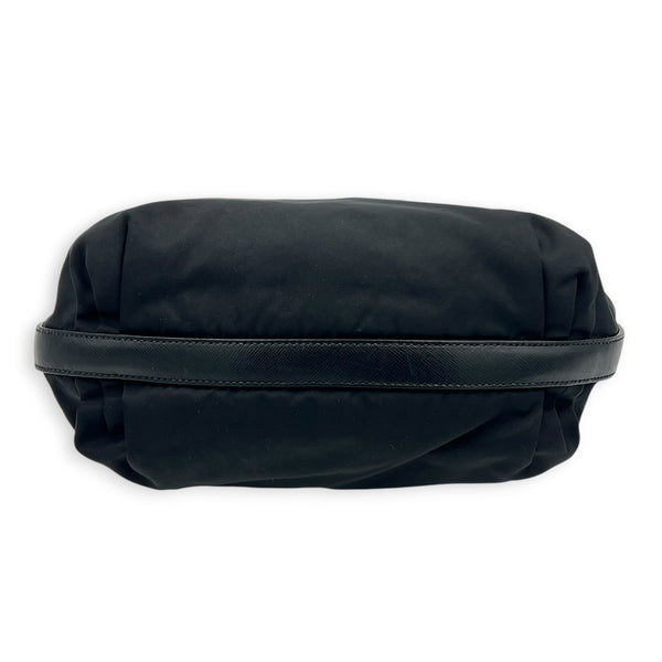 Logo Shoulder Bag Black in Nylon, Silver hardware