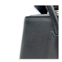 2 Way Turnlock Top Handle Bag Black in Saffiano Leather, Silver hardware