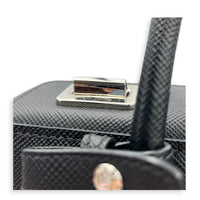 2 Way Turnlock Top Handle Bag Black in Saffiano Leather, Silver hardware