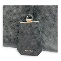 2 Way Turnlock Top Handle Bag Black in Saffiano Leather, Silver hardware