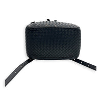 Intrecciato Backpack Black in Calfskin, Gunmetal hardware