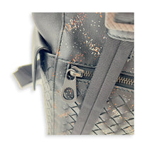 Intrecciato Backpack Black in Calfskin, Gunmetal hardware