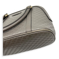 Dome Grey Top Handle Bag in Calfskin, Gold hardware