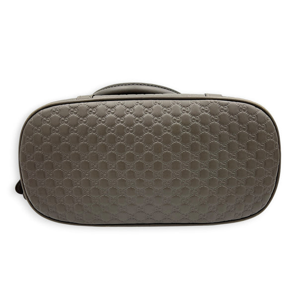 Dome Grey Top Handle Bag in Calfskin, Gold hardware