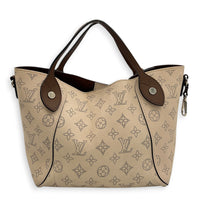Hina Beige Shoulder Bag in Mahina Leather, Silver hardware