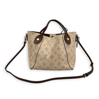 Hina Beige Shoulder Bag in Mahina Leather, Silver hardware