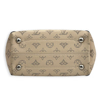 Hina Beige Shoulder Bag in Mahina Leather, Silver hardware