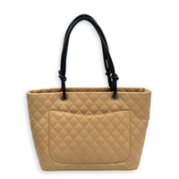 Cambon Tote Bag Beige in Calfskin, Silver hardware