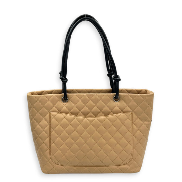 Cambon Tote Bag Beige in Calfskin, Silver hardware