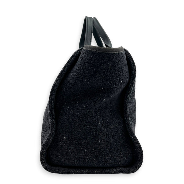 Deauville Tote Bag Large Blue in Tweed, Silver hardware