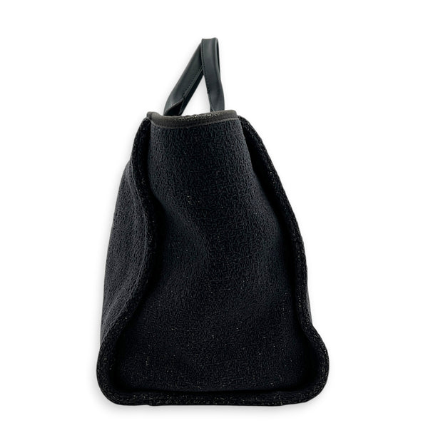 Deauville Tote Bag Large Blue in Tweed, Silver hardware