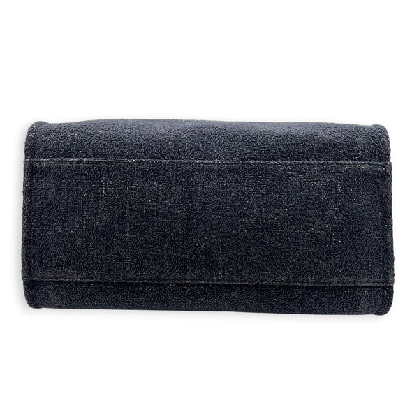 Deauville Tote Bag Large Blue in Tweed, Silver hardware