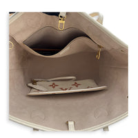 Neverfull MM Beige Tote Bag in Monogram Empreinte Leather, Gold hardware