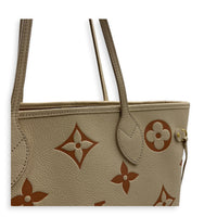 Neverfull MM Beige Tote Bag in Monogram Empreinte Leather, Gold hardware