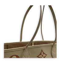 Neverfull MM Beige Tote Bag in Monogram Empreinte Leather, Gold hardware