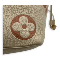 Neverfull MM Beige Tote Bag in Monogram Empreinte Leather, Gold hardware