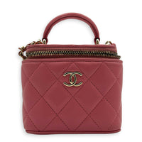 Mini Vanity Top Handle Pink Vanity Bag in Lambskin, Gold hardware