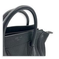 Luggage Top Handle Bag Nano  Black in Calfskin, Silver hardware