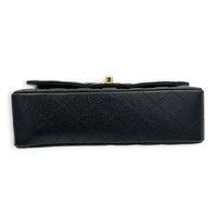 Classic Double Flap Small Black Shoulder Bag in Caviar Leather, Gold hardware