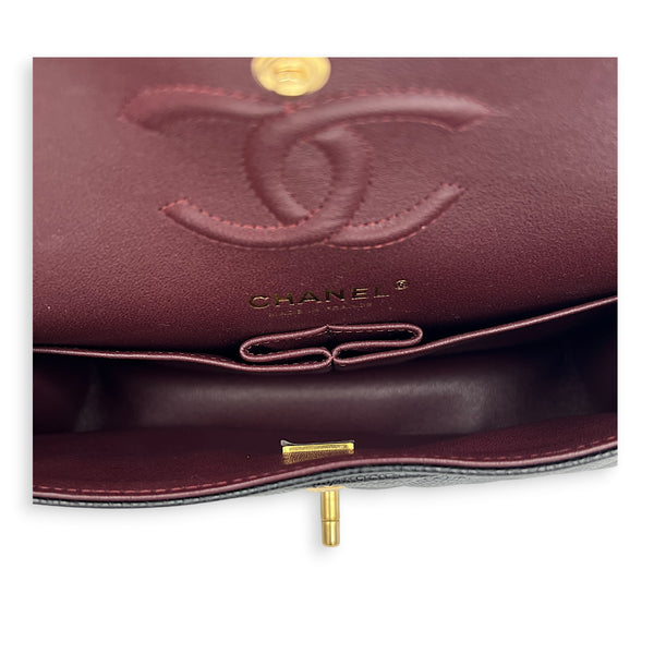 Classic Double Flap Small Black Shoulder Bag in Caviar Leather, Gold hardware