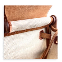 Herbag 39 Ecru-Beige/Fauve Top Handle Bag in Canvas, Palladium hardware