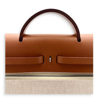 Herbag 39 Ecru-Beige/Fauve Top Handle Bag in Canvas, Palladium hardware