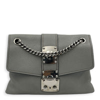Madras Grey Shoulder Bag in Goat Leather, Silver hardware