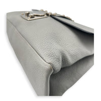 Madras Grey Shoulder Bag in Goat Leather, Silver hardware