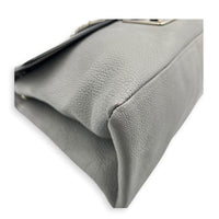 Madras Grey Shoulder Bag in Goat Leather, Silver hardware