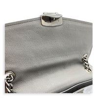 Madras Grey Shoulder Bag in Goat Leather, Silver hardware