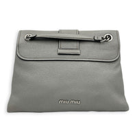 Madras Grey Shoulder Bag in Goat Leather, Silver hardware