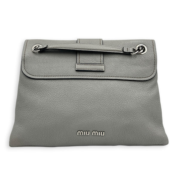 Madras Grey Shoulder Bag in Goat Leather, Silver hardware
