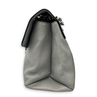 Madras Grey Shoulder Bag in Goat Leather, Silver hardware