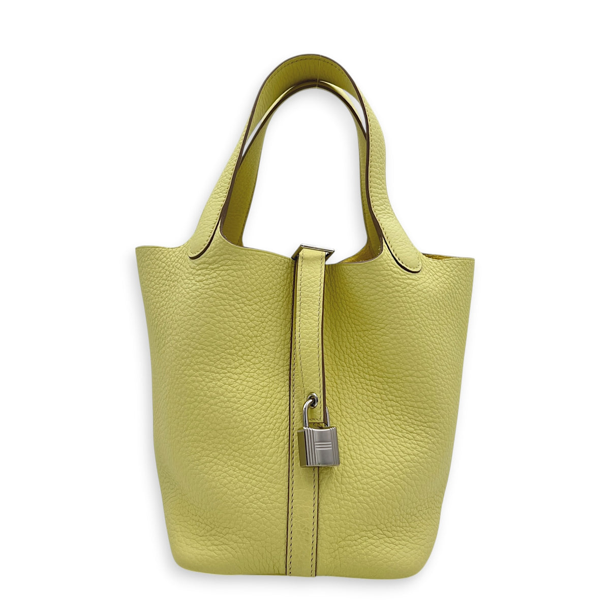 Picotin 18 Jaune Milton Top Handle Bag in Clemence, Brushed Palladium hardware