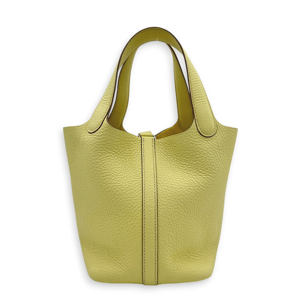 Picotin 18 Jaune Milton Top Handle Bag in Clemence, Brushed Palladium hardware