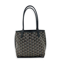 Anjou Tote Bag Mini Black in Coated Canvas, Silver hardware