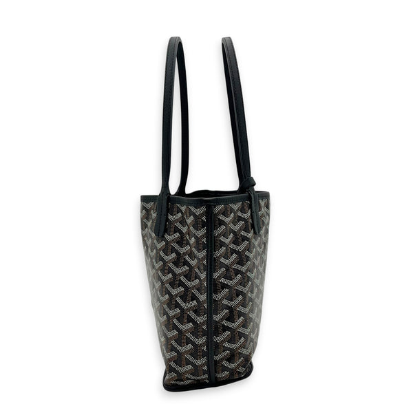 Anjou Tote Bag Mini Black in Coated Canvas, Silver hardware