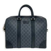 Ophidia Black Briefcase in Coated Canvas, Silver hardware