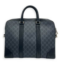 Ophidia Black Briefcase in Coated Canvas, Silver hardware